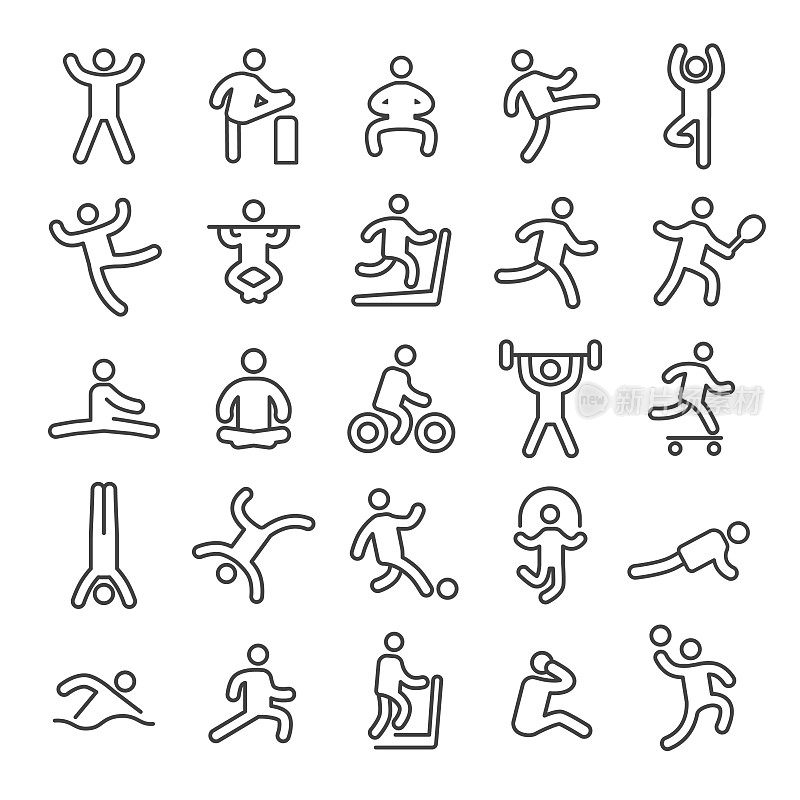 Fitness and Exercise Icons - Smart Line Series